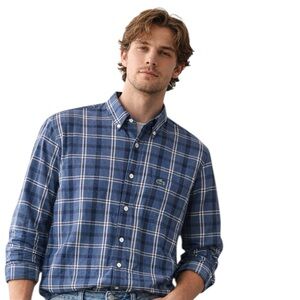 Lacoste Men’s Blue Plaid Button-Down Shirt | Long Sleeve Classic Fit XL
U